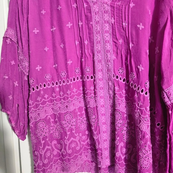 Johnny Was Embroidered Summer Top in Purple - Picture 6 of 6